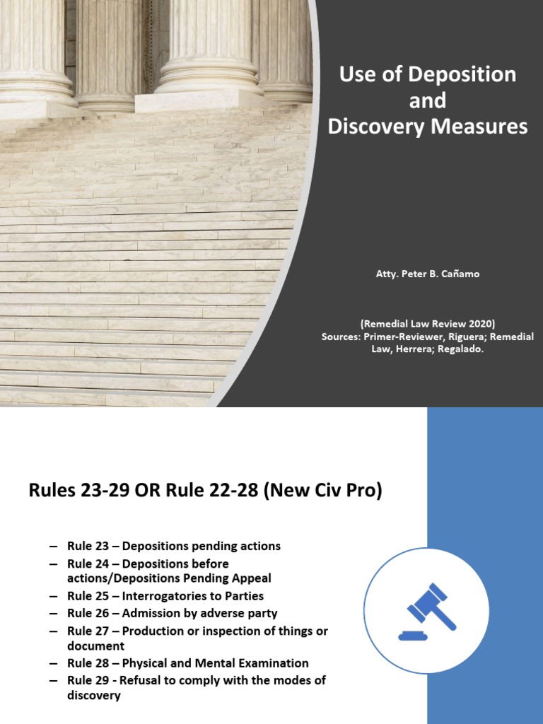 Deposition and Discovery Measures Guide | PDF | Deposition (Law ...