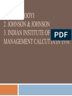 Indra Nooyi 2. Johnson & Johnson 3. Indian Institute of Management Calcutta in 1976