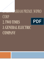 Azim Hasham Premji, Wipro 2. Two Times 3. General Electric Company