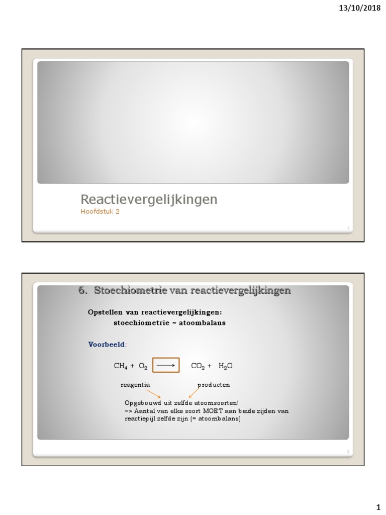 Hoofdstuk+2 Reactievergelijkingen | PDF