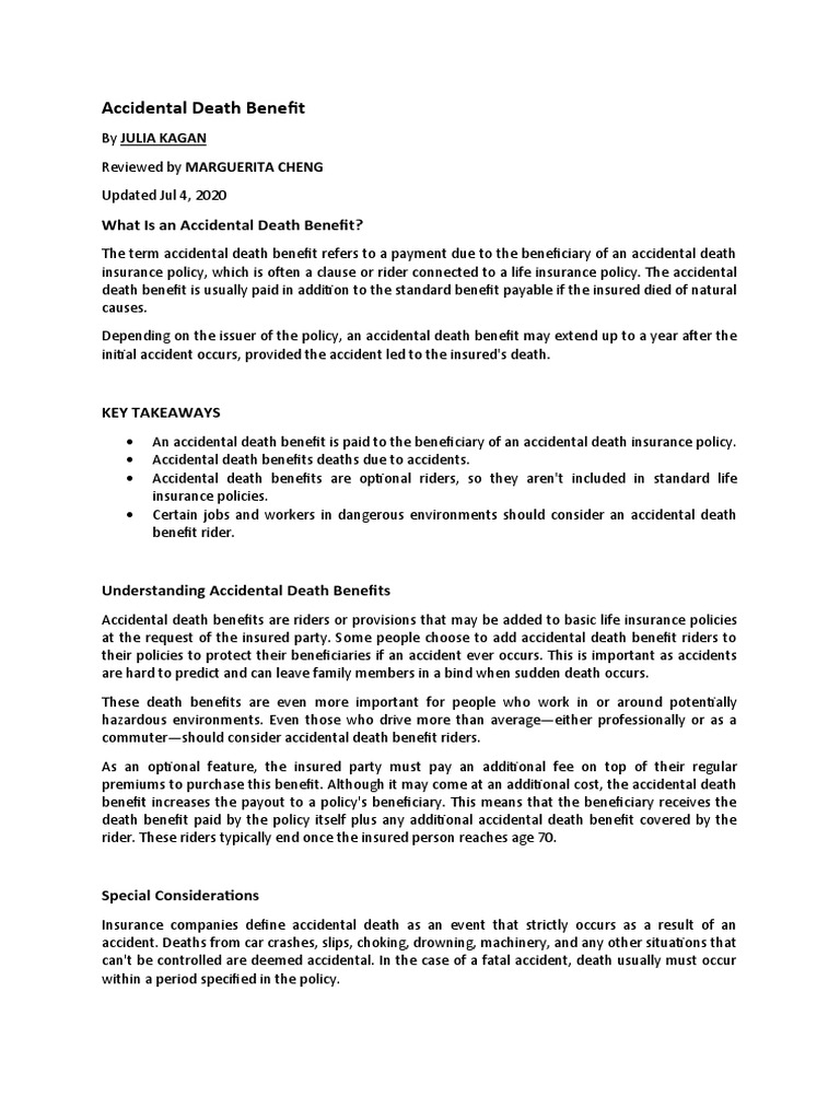 06-Accidental Death Benefit | PDF | Life Insurance | Insurance