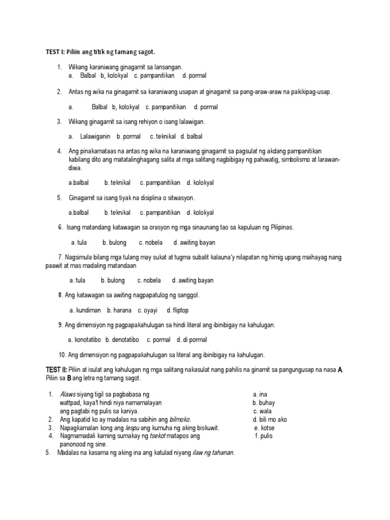 WEEK 1 Summative Test | PDF