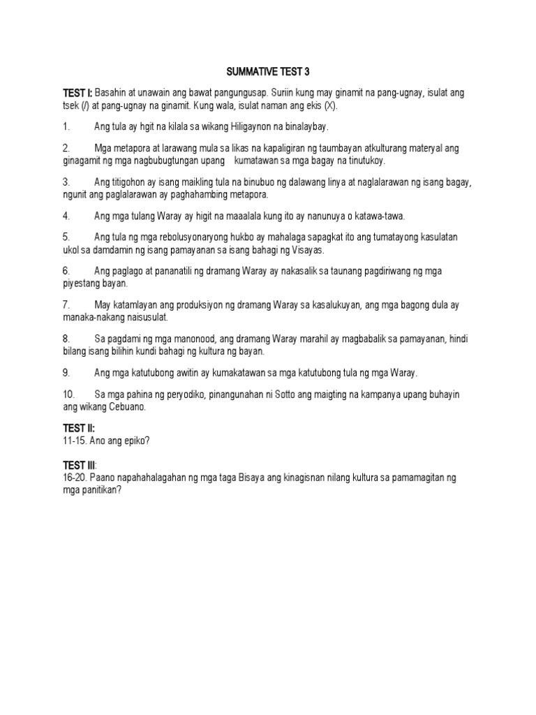 WEEK 3 Summative Test | PDF