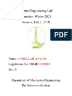 Control Engineering Lab Semester: Winter 2021 Session: FALL 2018