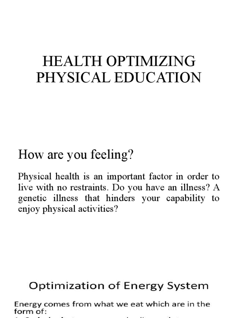 Health Optimizing Physical Education L1 Pdf