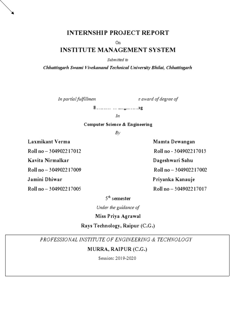 Institute Management System Using Java Project Report Pdf