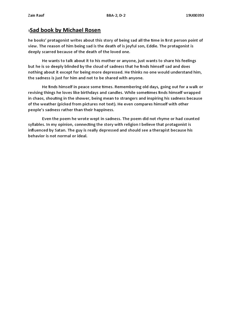Michael Rosen's Sad Book Analysis | PDF | Self-Improvement