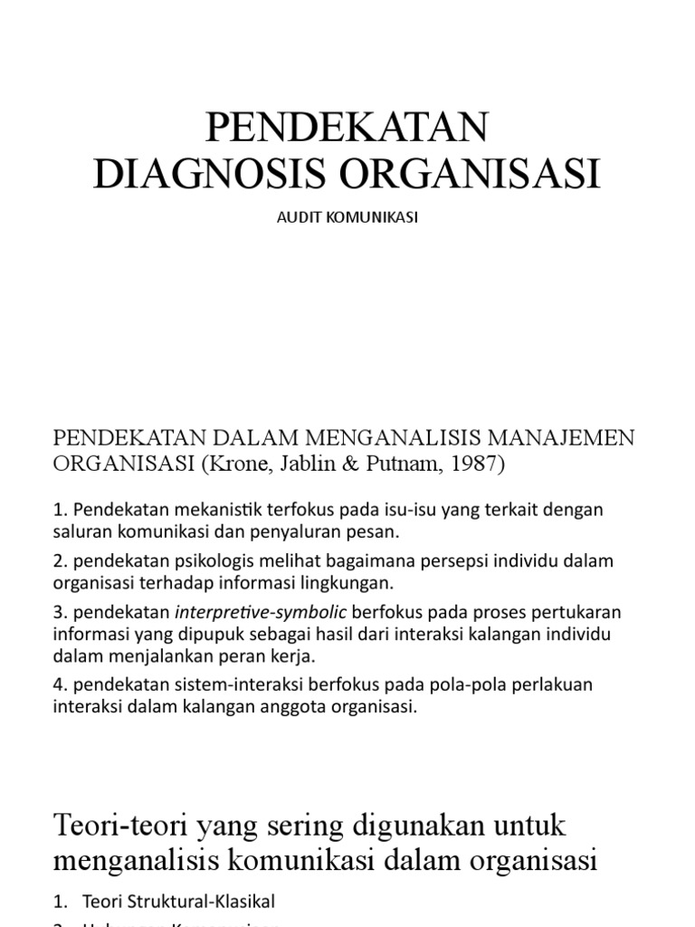 Pendekatan Diagnosis Organisasi | PDF