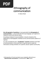 Ethnography of Communication: Pr. Maha El Biadi