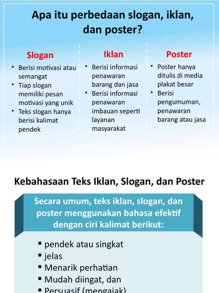 Perbedaan Utama Teks Slogan, Iklan, dan Poster PDF