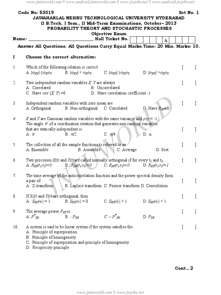 PTSP Oct 2013 QP Second Mid QP | PDF | Correlation And Dependence ...