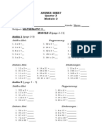 Math Module 3 Answer Sheet for Grade 3