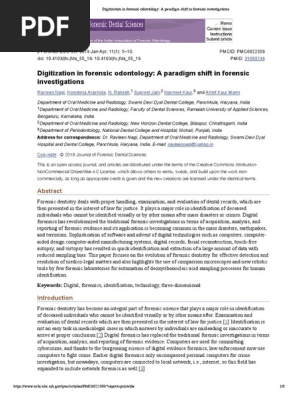 Digitization in forensic odontology- A paradigm shift in forensic investigations