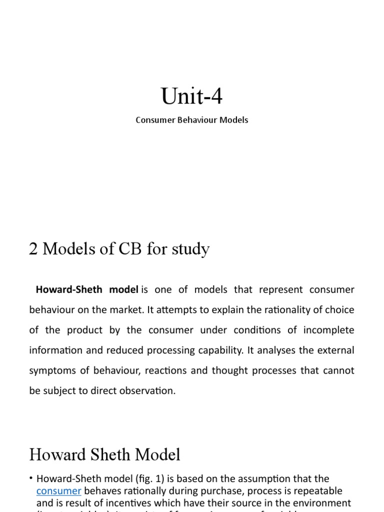 Unit-4: Consumer Behaviour Models | PDF | Perception | Attitude ...