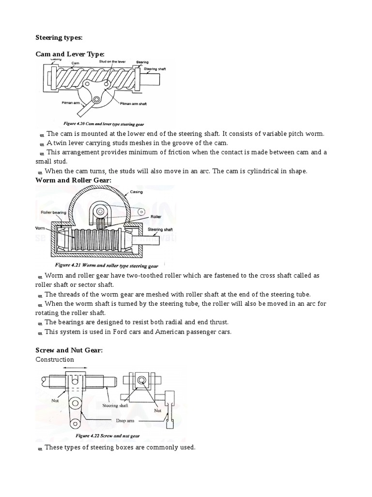 Steering Types Cam and Lever Type PDF