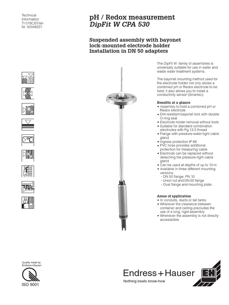 Hauser Endress: Dipfit W Cpa 530 | PDF | Pipe (Fluid Conveyance ...