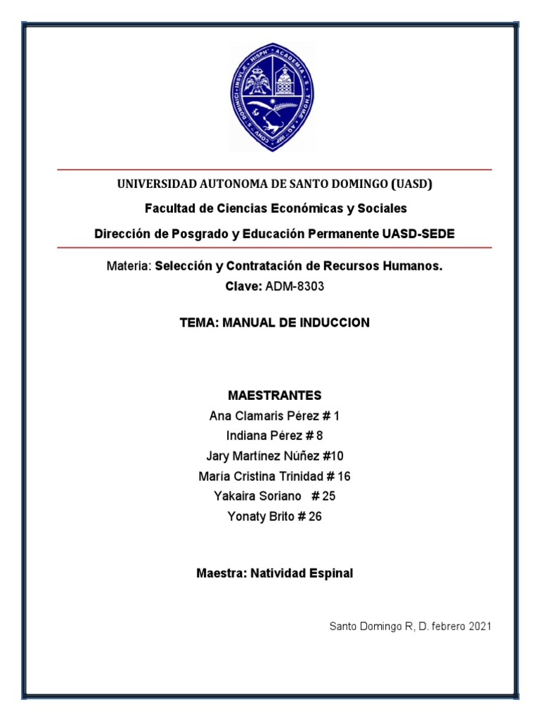 Manual de Inducción MINERD 2021 | PDF | República Dominicana | Gestión ...