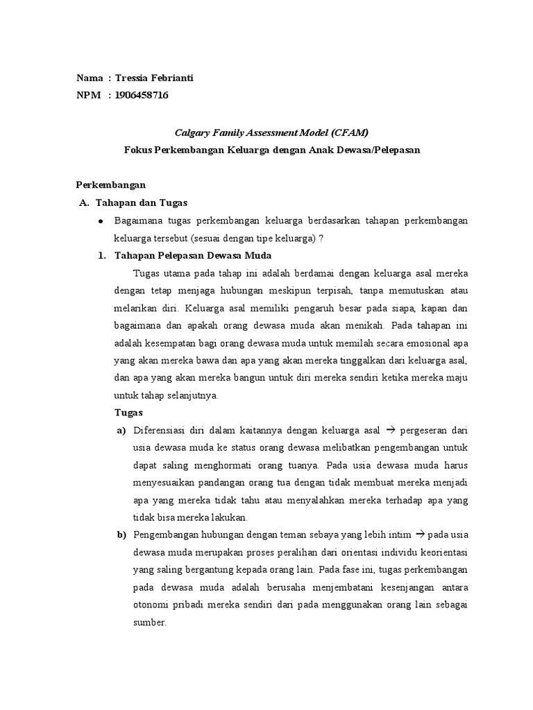 Calgary Family Assessment Model (CFAM) | PDF | Gaya Hidup