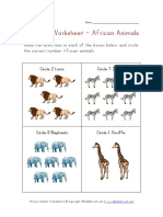 African Animals Counting Worksheet