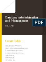 Database Administration and Management: SQL Lab