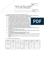 Examen de Física y Química 3o ESO