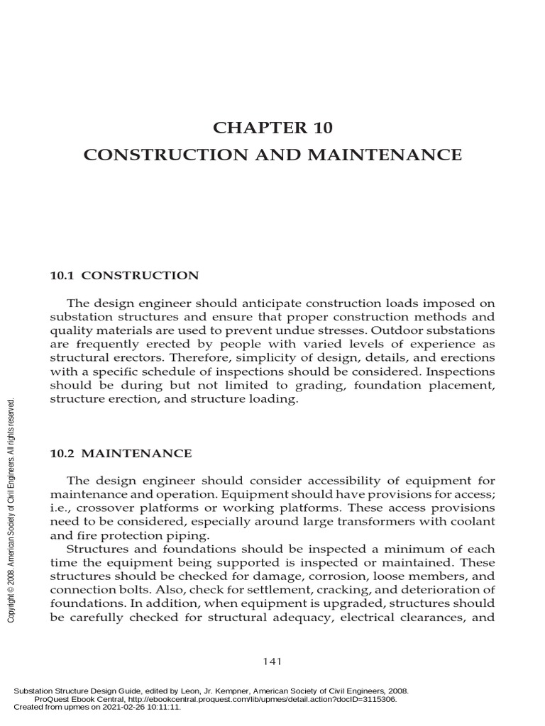 Substation Structure Design Guide - (10 Construction and Maintenance ...