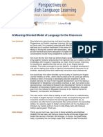 A Meaning-Oriented Model of Language For The Classroom