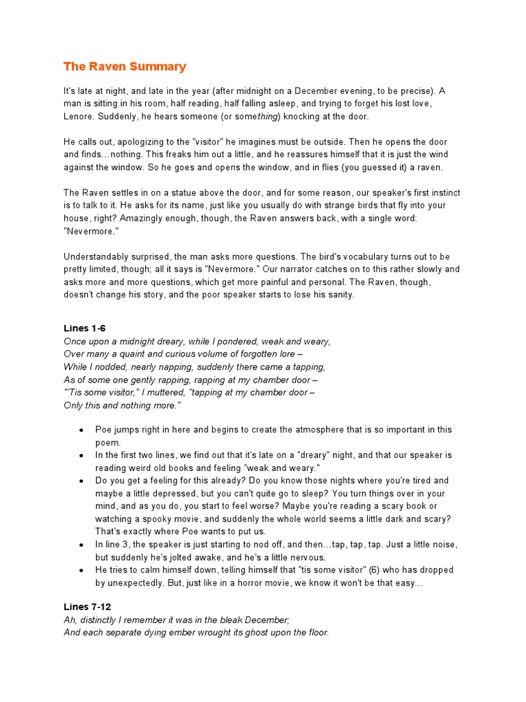 The Raven Summary PDF