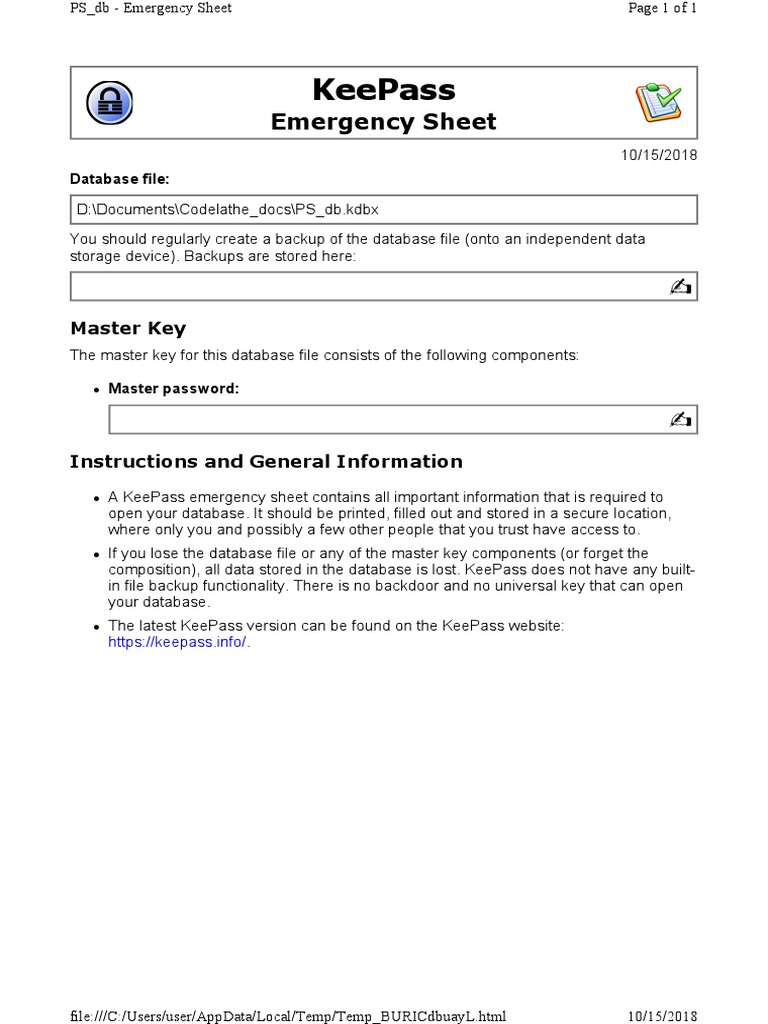 Key Pass Sheet | PDF