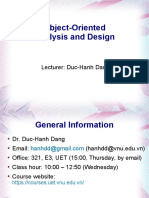 Object-Oriented Analysis and Design: Lecturer: Duc-Hanh Dang