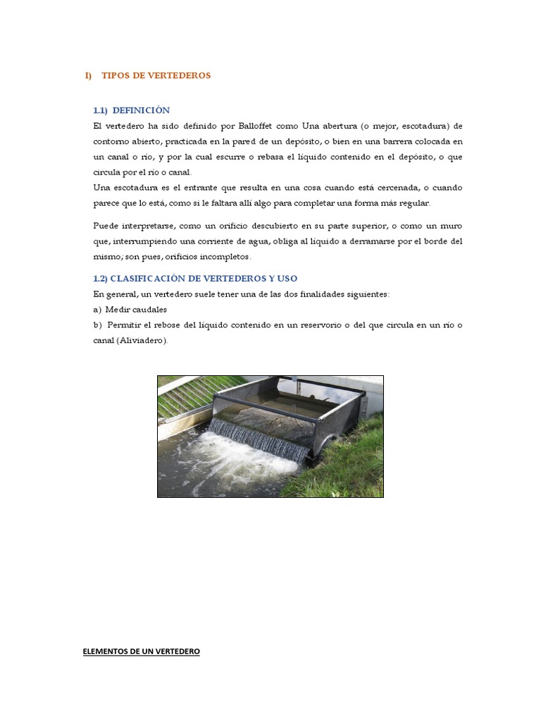 Resumen Tipos de Vertederos | PDF