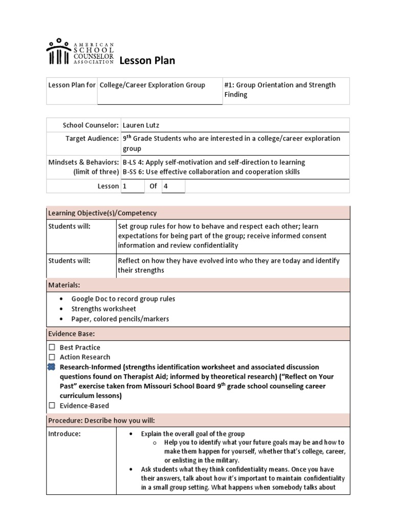 9th Grade College and Career Small Group Lessons 1-4 | PDF | School ...