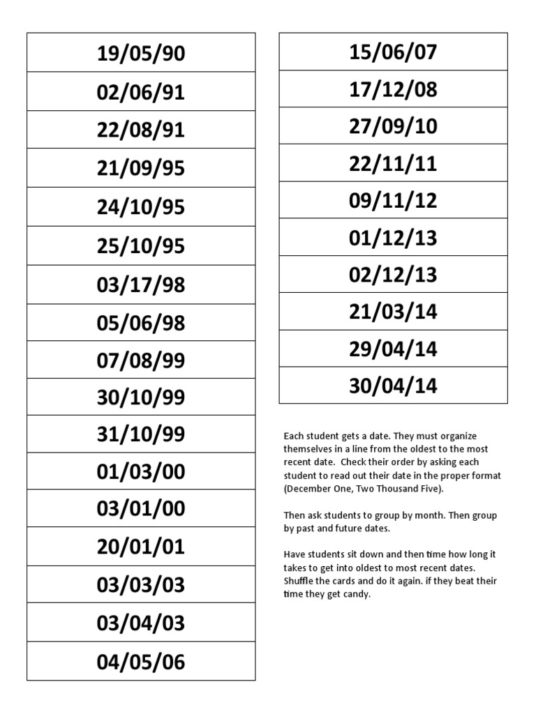 Dates Game Pdf