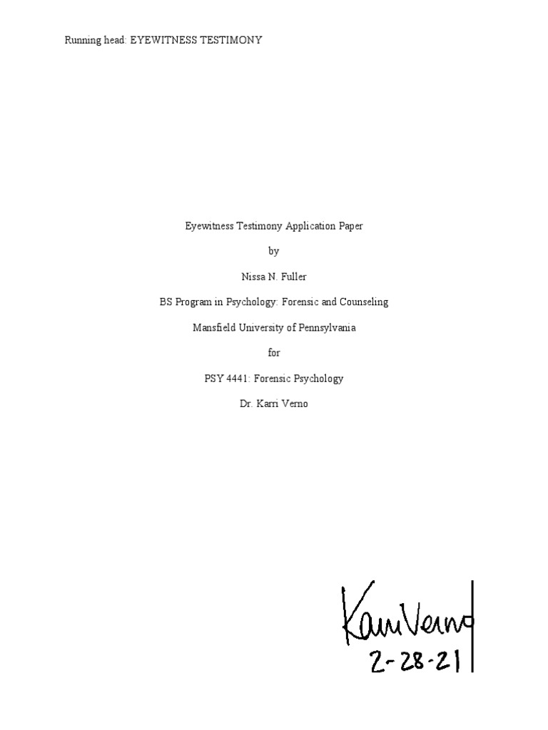 Eyewitness Testimony Analysis | PDF | Witness | Memory