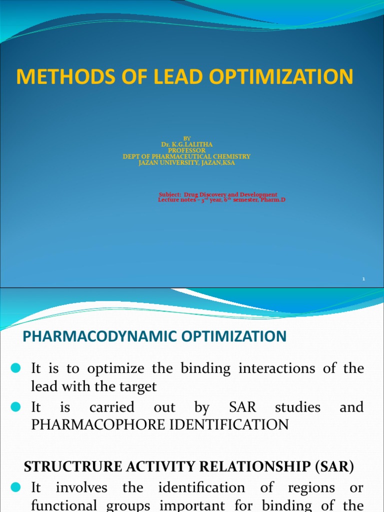 Lead Optimization Techniques in Drug Discovery | PDF | Amine | Amide