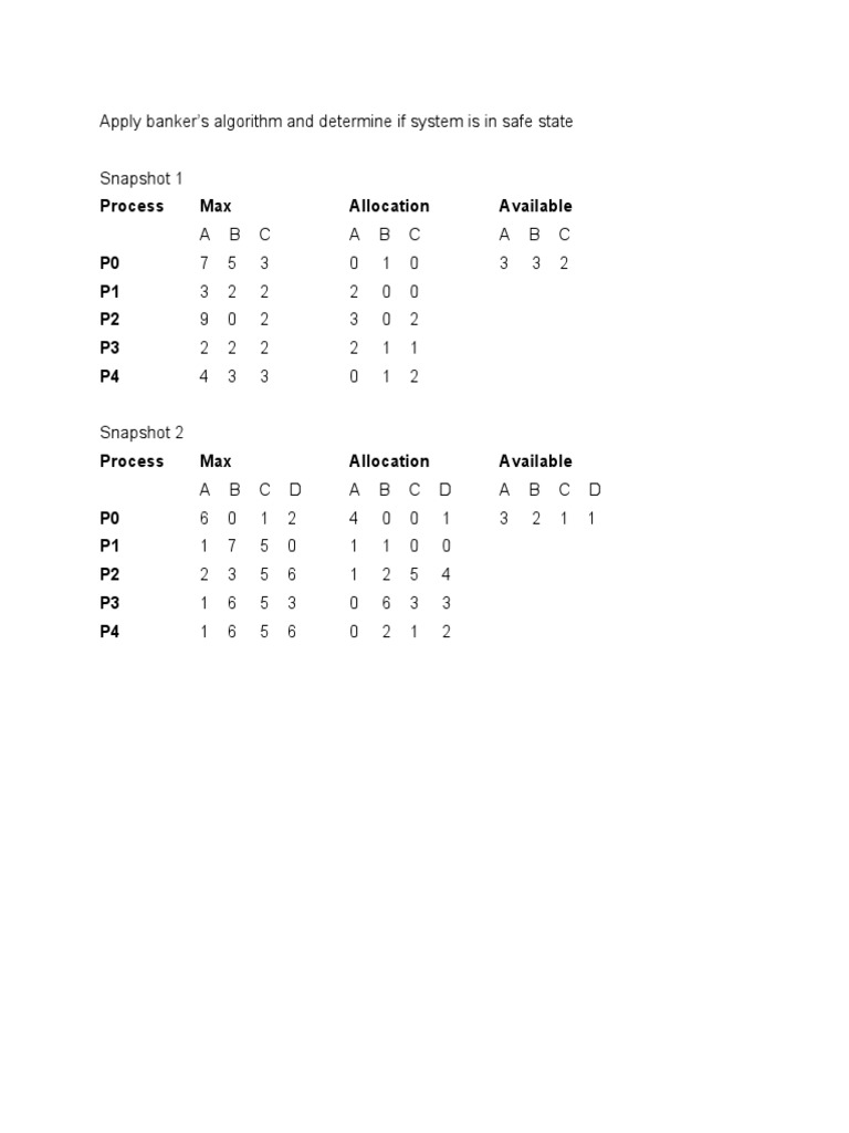 Banker's Algorithm Safe State Analysis | PDF | Computers