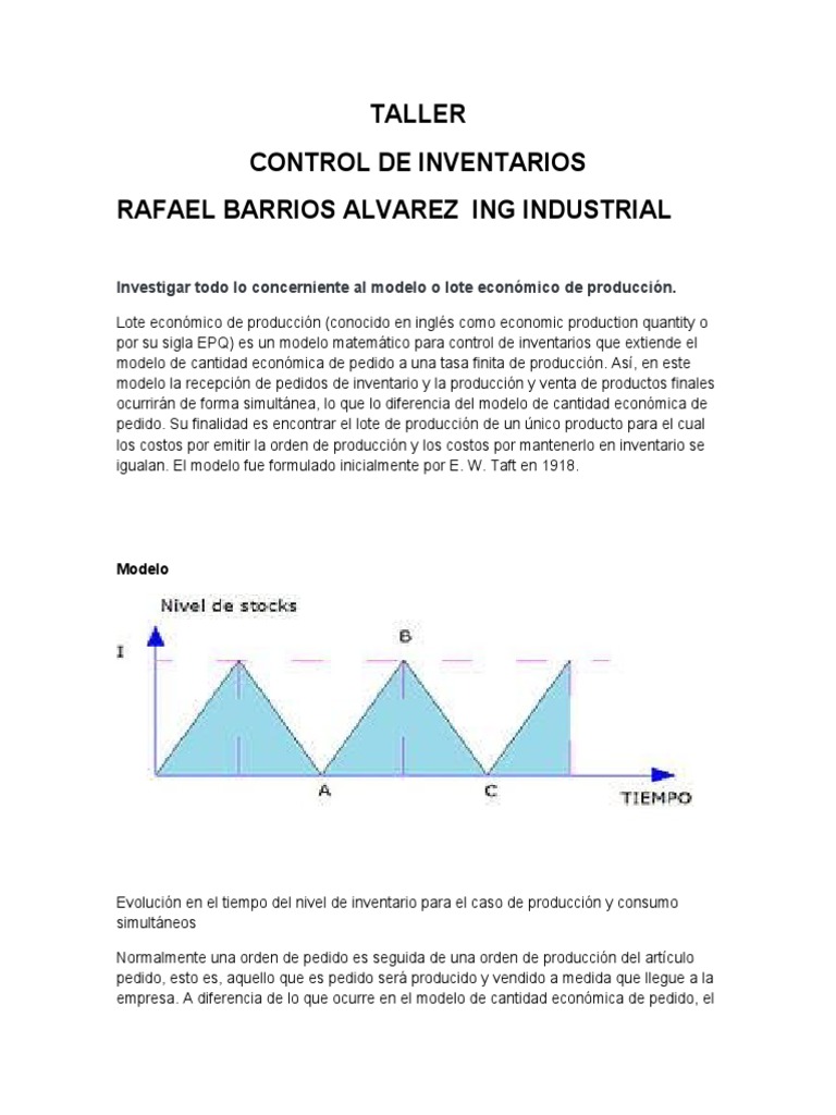 Modelo o Lote Económico de Producción | PDF | Inventario | Contabilidad de  gestión