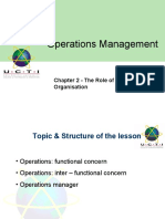Operations Management: Chapter 2 - The Role of Operations in Organisation