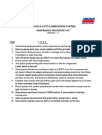 Lincoln Auto Lubrication System: Maintenance Procedure List