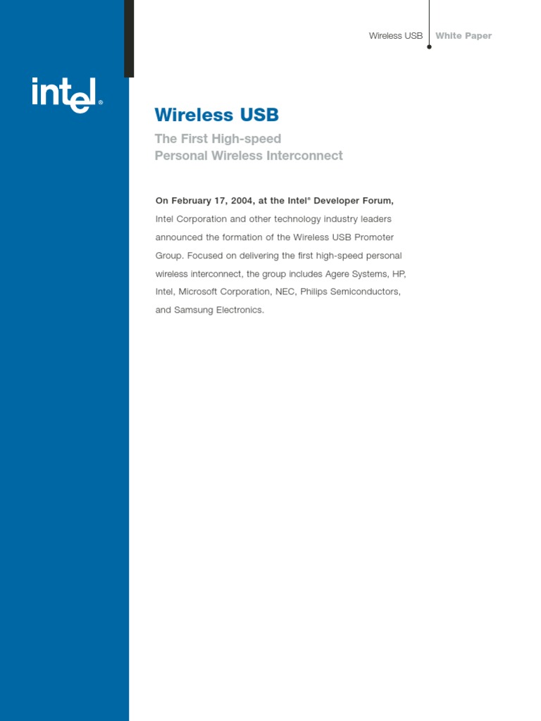 Wireless USB: The First High-Speed Personal Wireless Interconnect | PDF ...