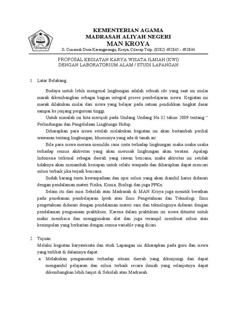 Proposal Studi Lapangan Dan Wisata