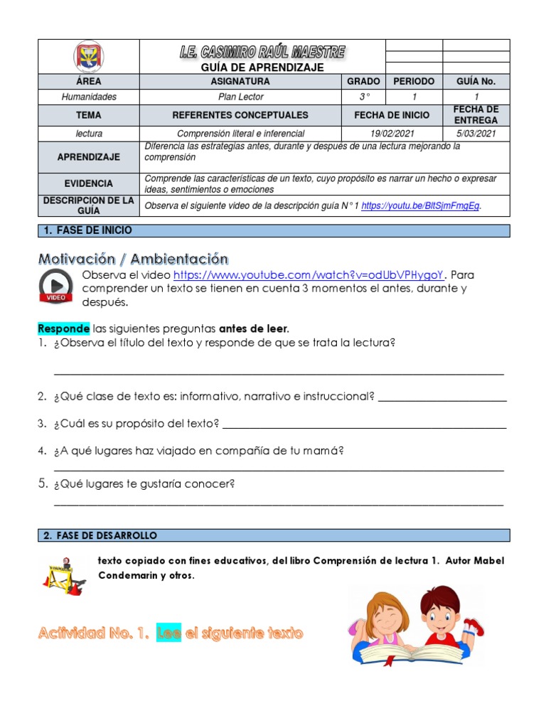 Guía de Plan Lector para Tercer Grado | PDF