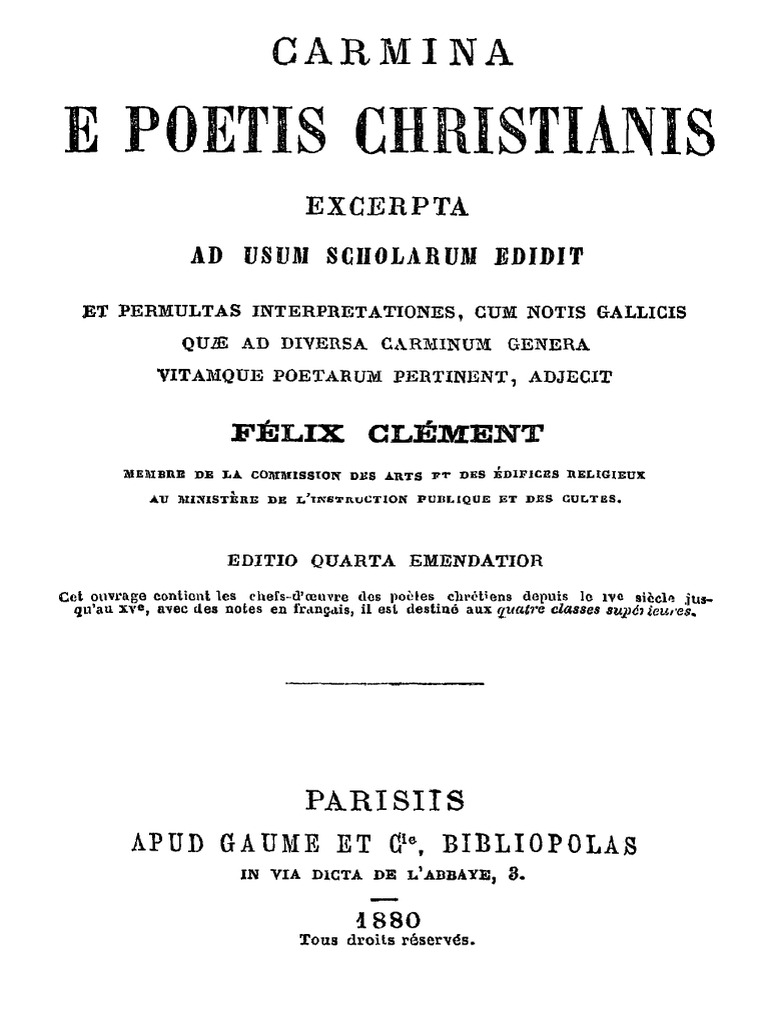 Carmina E Poetis Christianis Excerpta Cantiques Poesie