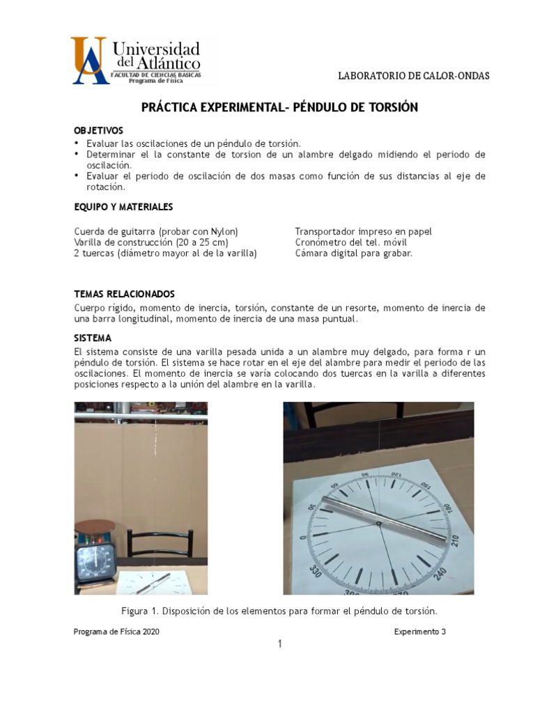 4 1 Pendulo de Torsion PDF Péndulo Oscilación