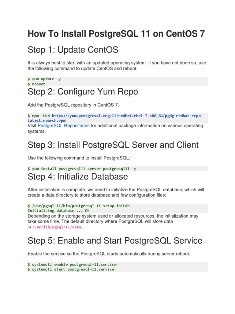 Install Postgresql 11 On Centos 7