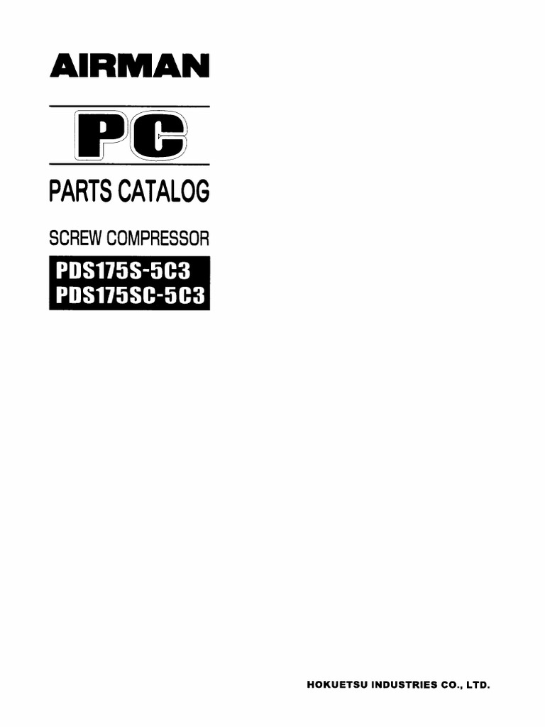 Airman Compressor Part Catalog Pds175s-5c3 and Pds175sc-5c3 | PDF