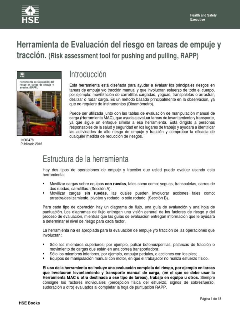 Meotodo de Evaluacion Ergonomico Rapp Español | PDF | Herramientas ...