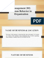 Management 202: Human Behavior in Organization