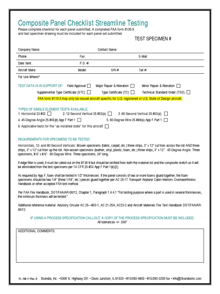 FL 10611 Composite Panel Checklist Rev D PDF Transport