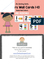 Numbers Wall Cards 1 10 Assorted Colors Free Printables The Teaching Aunt